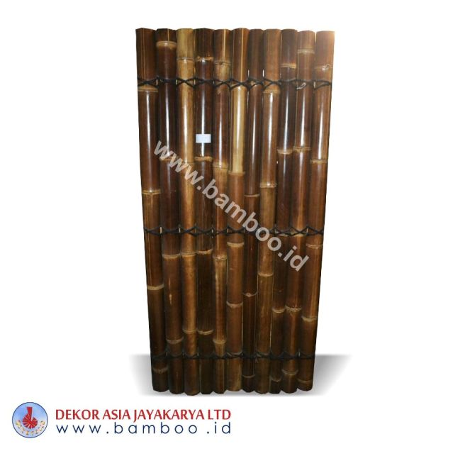 Black half bamboo fence 3 back slats black coco rope